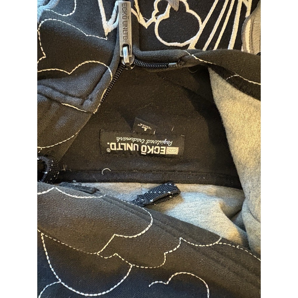Vintage Y2K Ecko UNLTD Full Zip Hoodie Size L Embroidered Rhino Cybergoth Rare - Picture 7 of 14